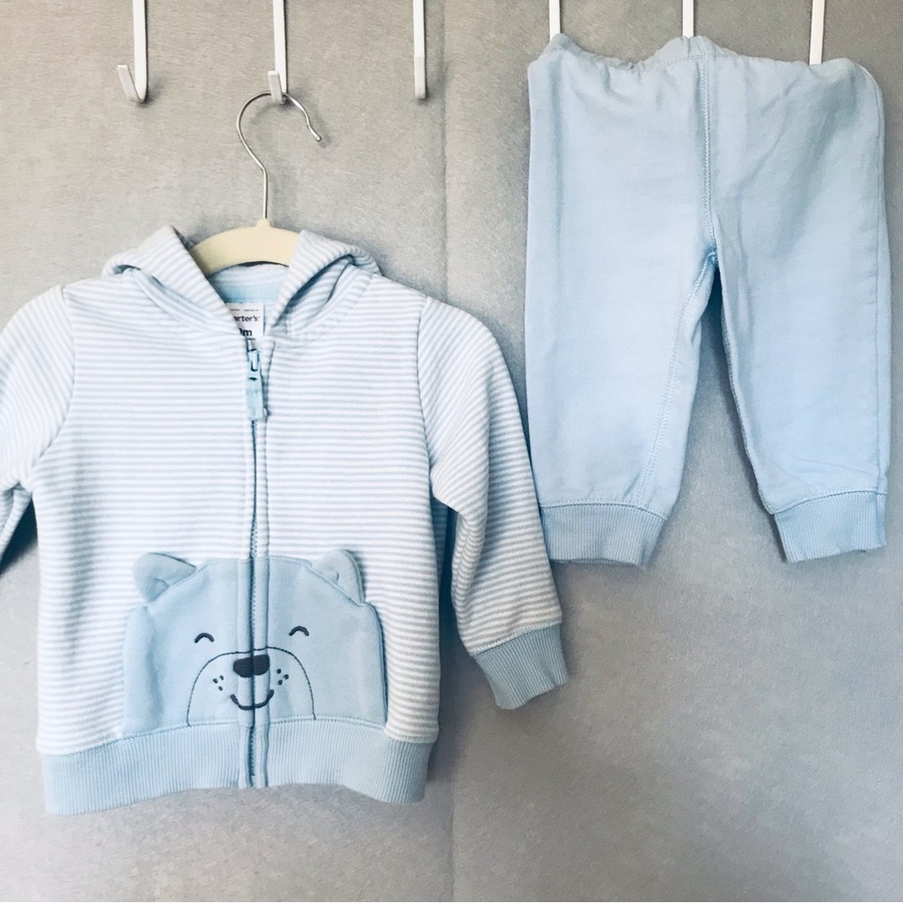 Carters Baby boy Sweater and Sweat pants set Baby Blue 9-12months